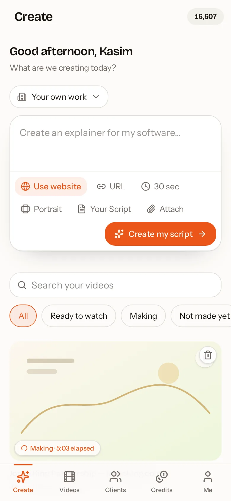 AutoScribble app: Describe your video, paste a script or use a website